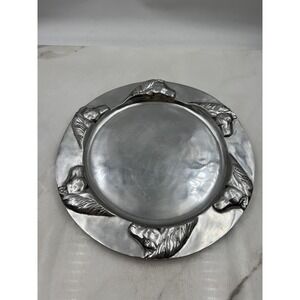 Vintage Arthur Court Horses Aluminum Charger Plate 16" Equestrian Round Tray